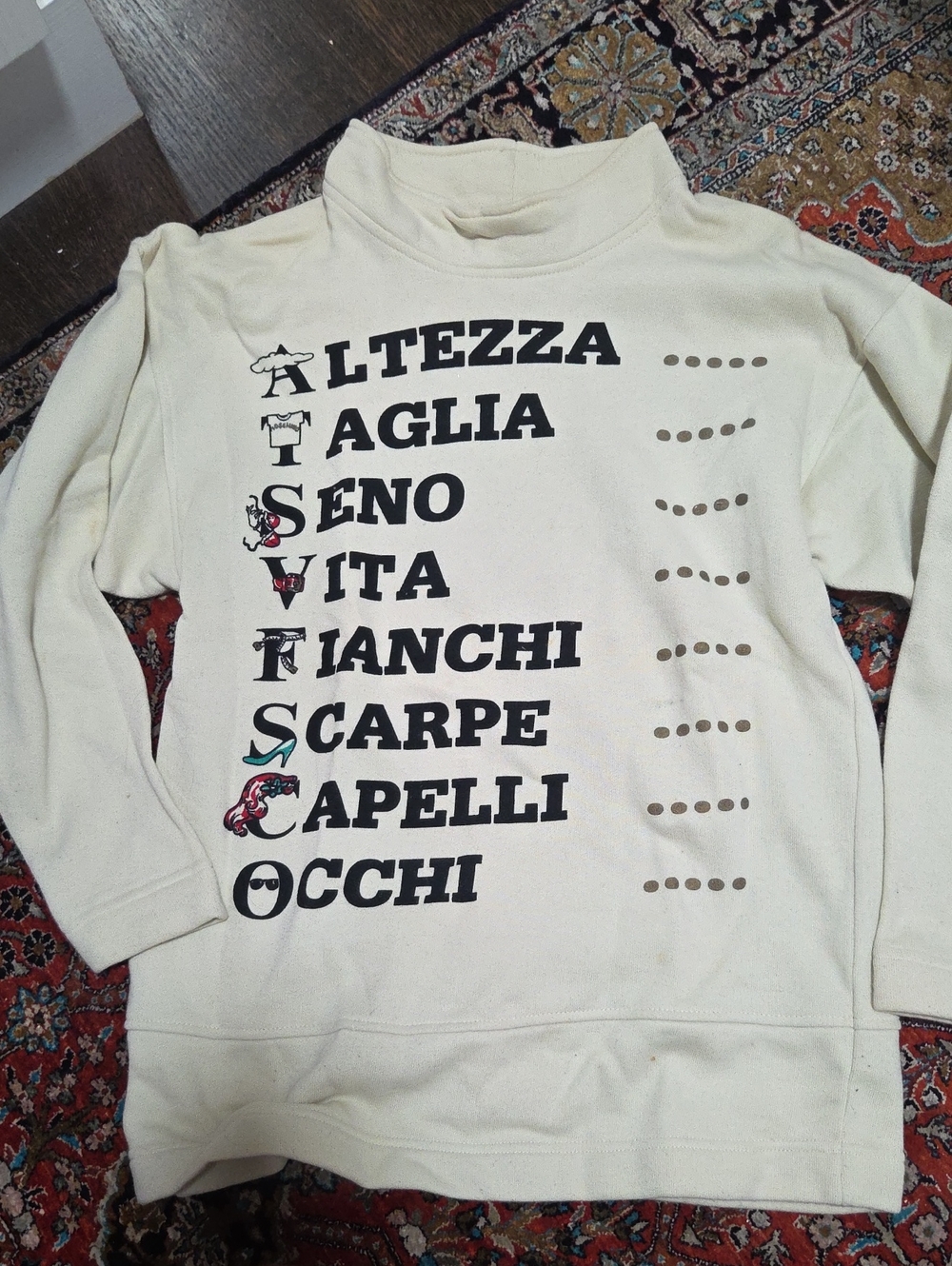 Moschino Women’s Cream Graphic Funnel Neck Sweater